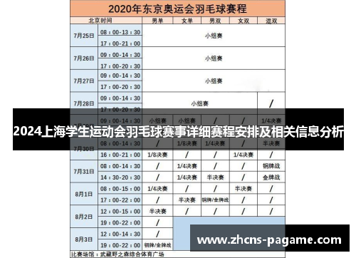 2024上海学生运动会羽毛球赛事详细赛程安排及相关信息分析