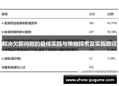解决欠薪问题的最佳实践与策略探索及实施路径